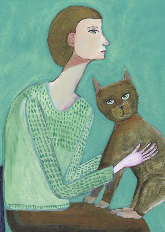 Woman with cat | Poster