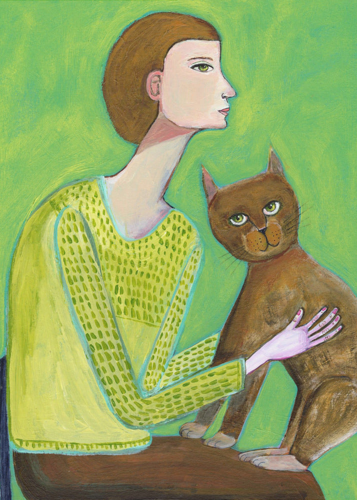 Woman with cat | Canvas