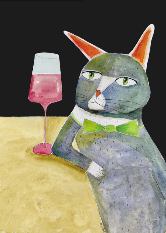 Bar Cat with Bow Tie | Canvas