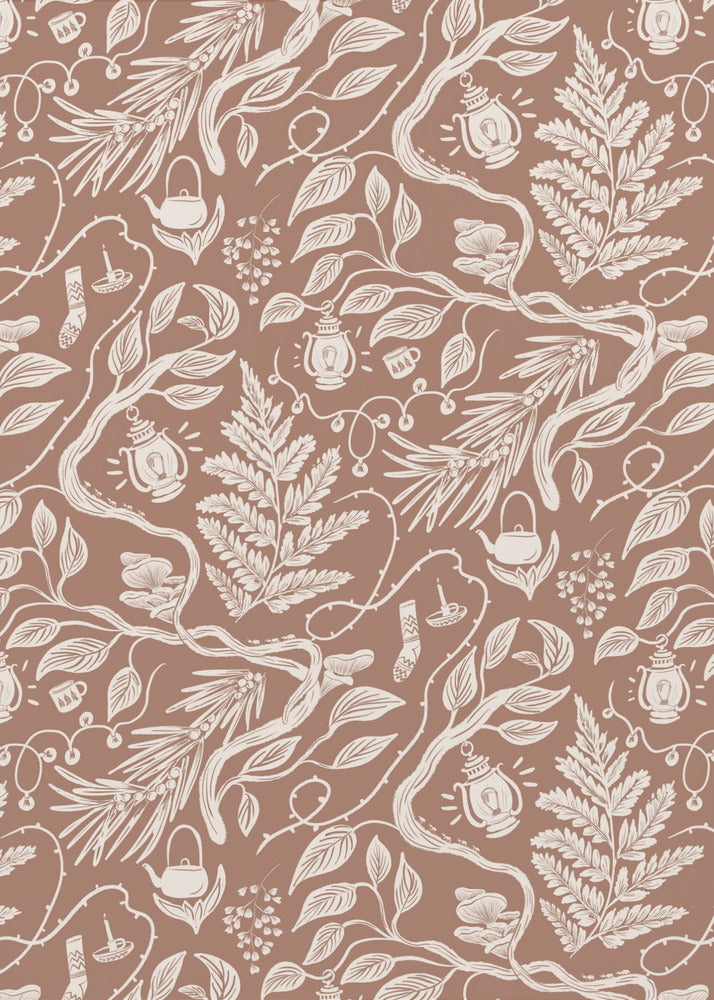 Cabincore Scene Pattern - Mocha Mousse | Poster