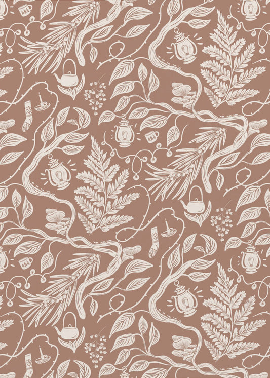 Cabincore Scene Pattern - Mocha Mousse | Poster