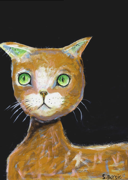 The Brown Big Eyed Cat | Canvas