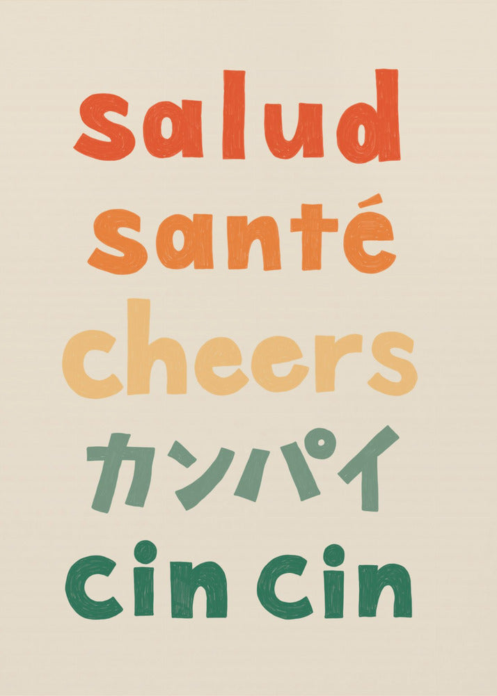 Cheers Typography - Salud Santé Cheers Kanpai Cin cin | Canvas