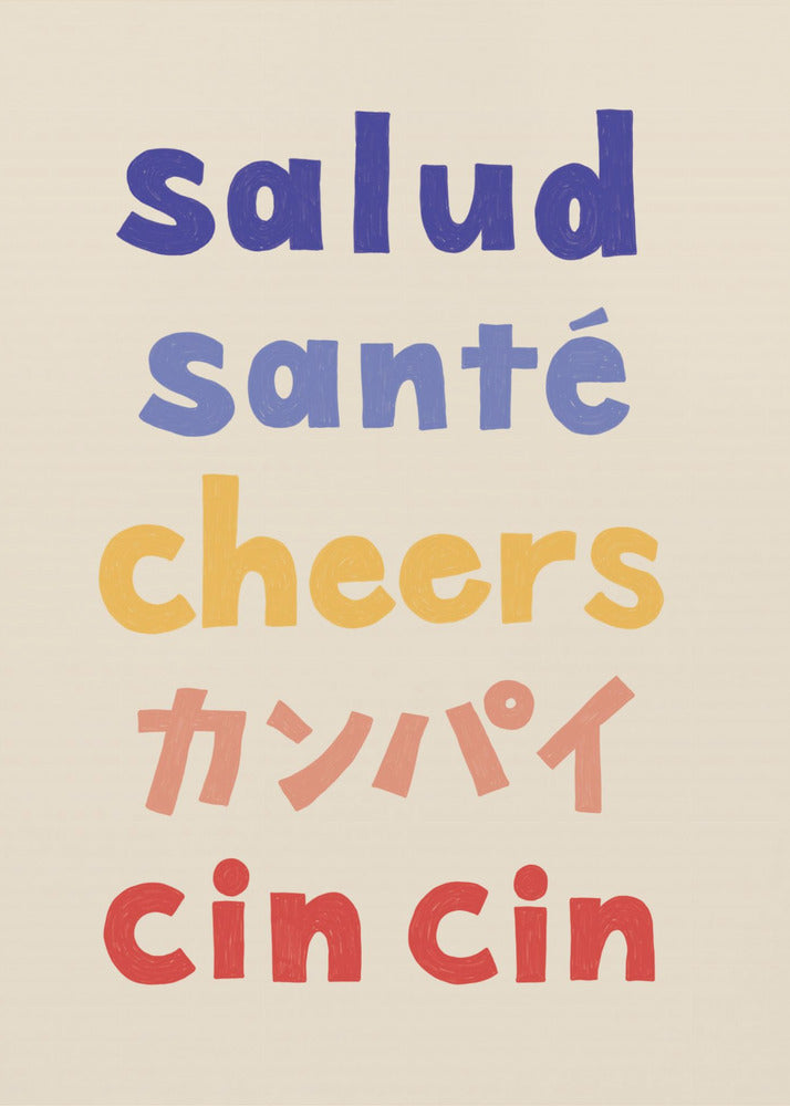 Cheers Typography - Salud Santé Cheers Kanpai Cin cin | Canvas