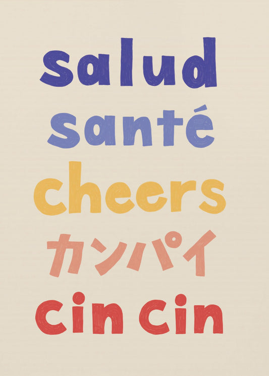 Cheers Typography - Salud Santé Cheers Kanpai Cin cin | Canvas