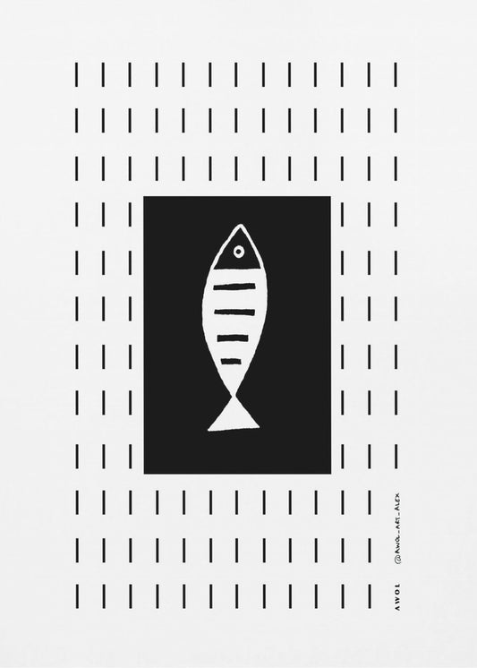 Minimalist Fish In The Rain, Abstract Minimalist Art Print | Canvas