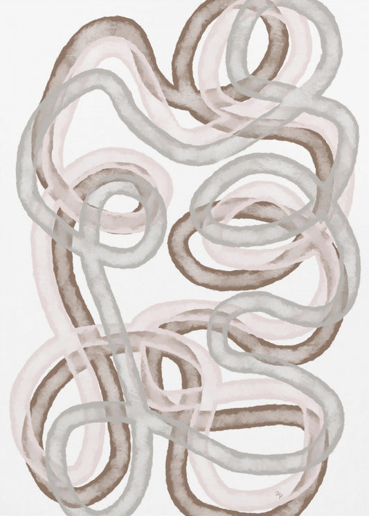 Abstract Intertwined Lines In Soft Earthy Tones | Poster