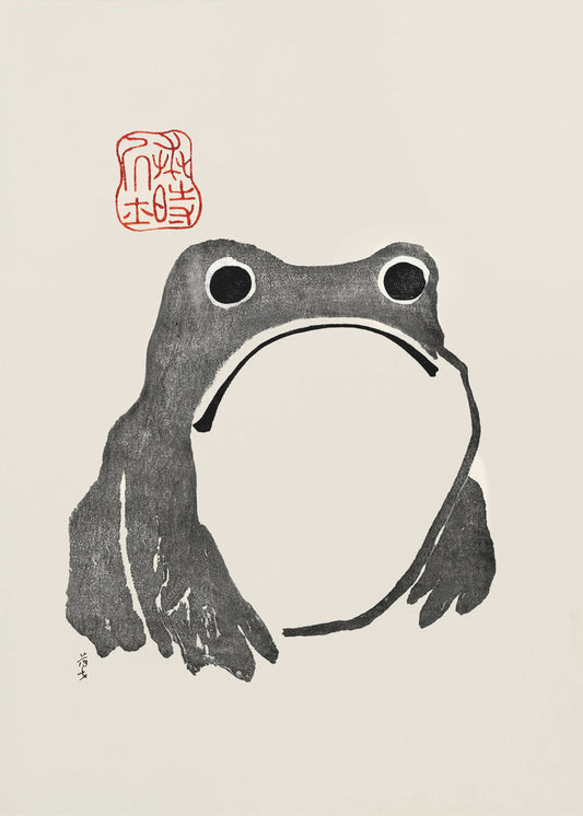 Grumpy Frog I Black | Canvas