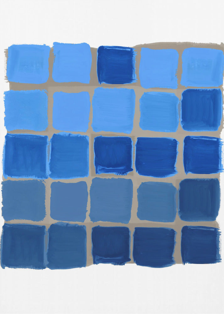 Blue Checkered Square Print | Canvas