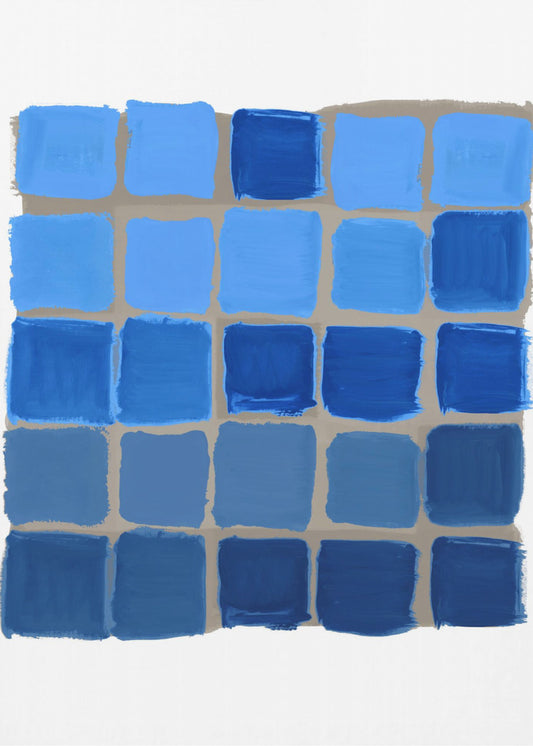 Blue Checkered Square Print | Canvas