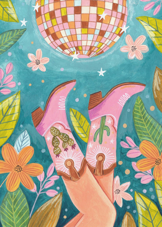 Cowboy boots and disco ball | Canvas