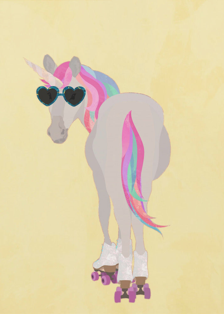Unicorn rollerskating yello | Canvas