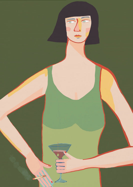 Lady with cocktail | Canvas