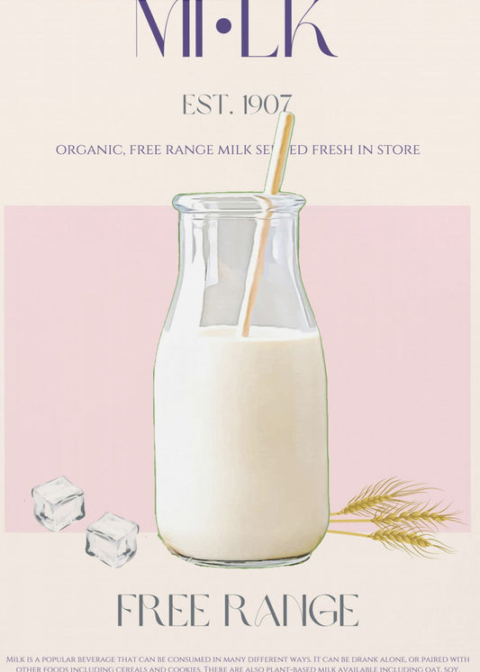 Organic Free Range Milk in a Clear Bottle with Straw | Canvas