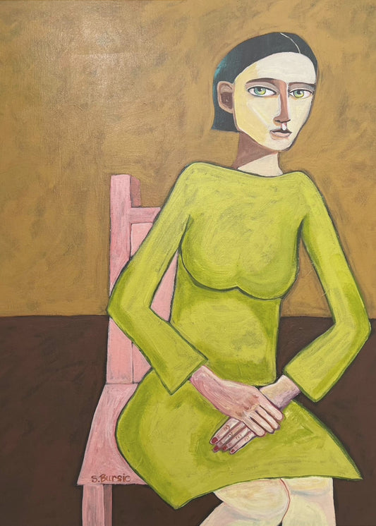 The Good Listener Lady Sitting on Chair | Poster