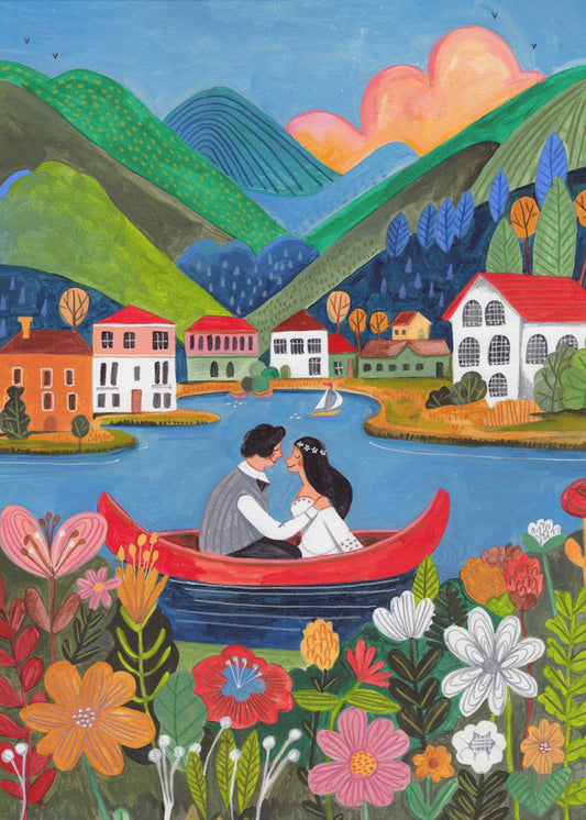 Just Married Couple in a boat | Poster