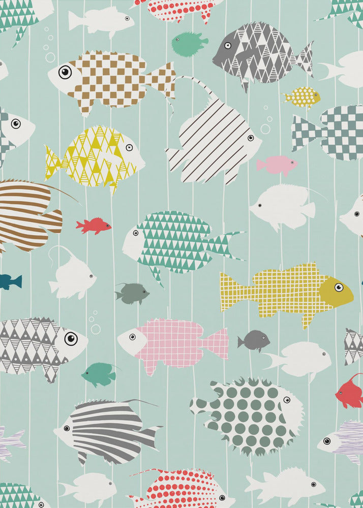 Fresh fish on mint pattern | Poster