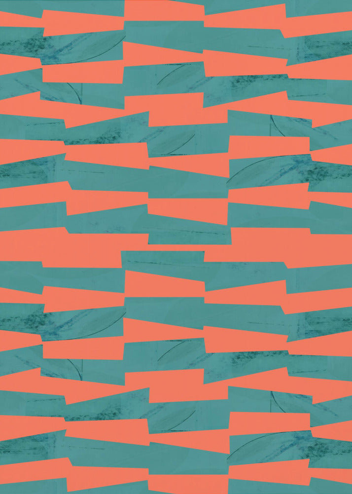 Turquoise &amp; Coral Abstraction 9 | Canvas