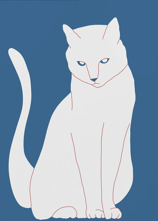 White and blue cat | Poster