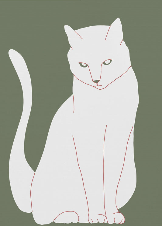 White and green cat | Poster