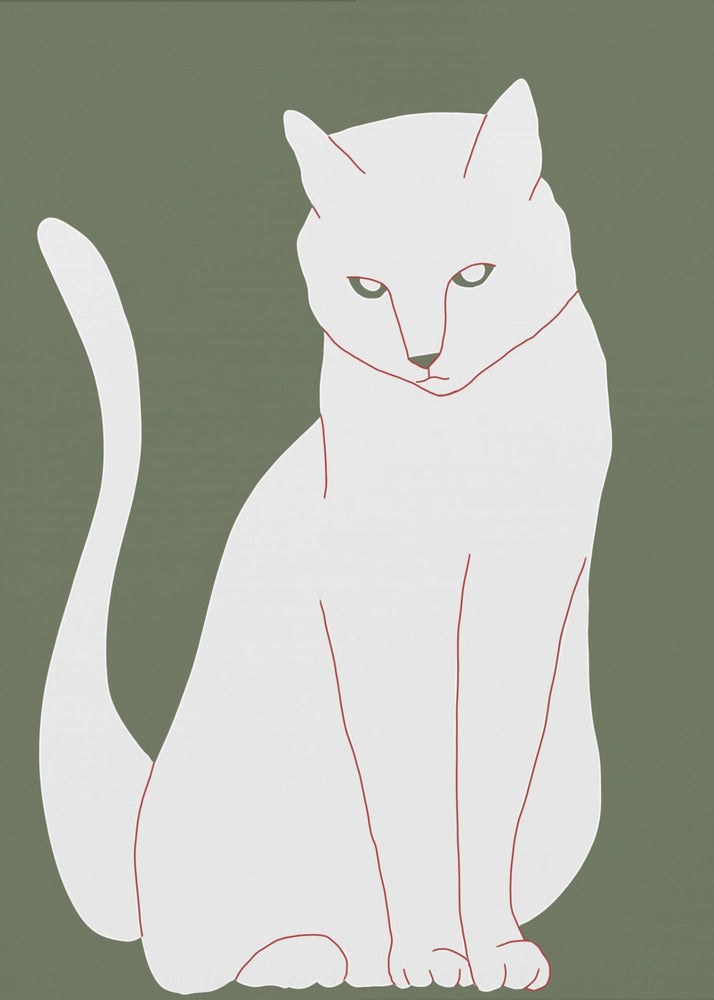 White and green cat | Canvas