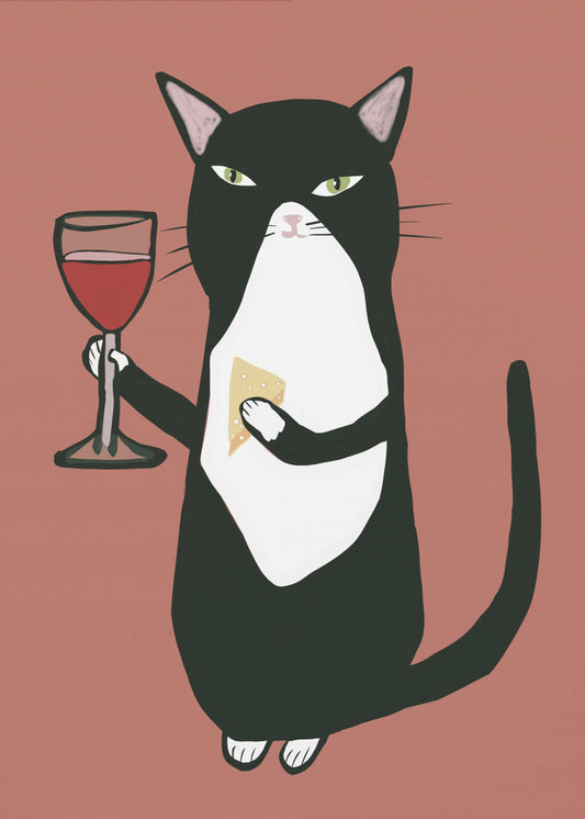 Cat with wine | Poster