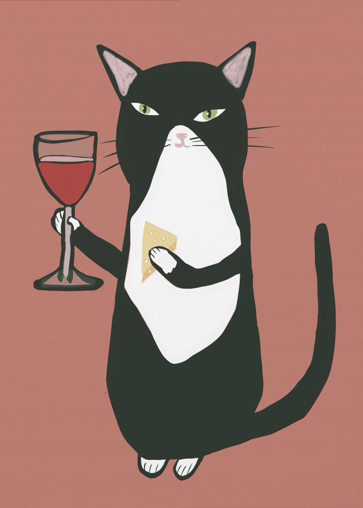 Cat with wine | Canvas
