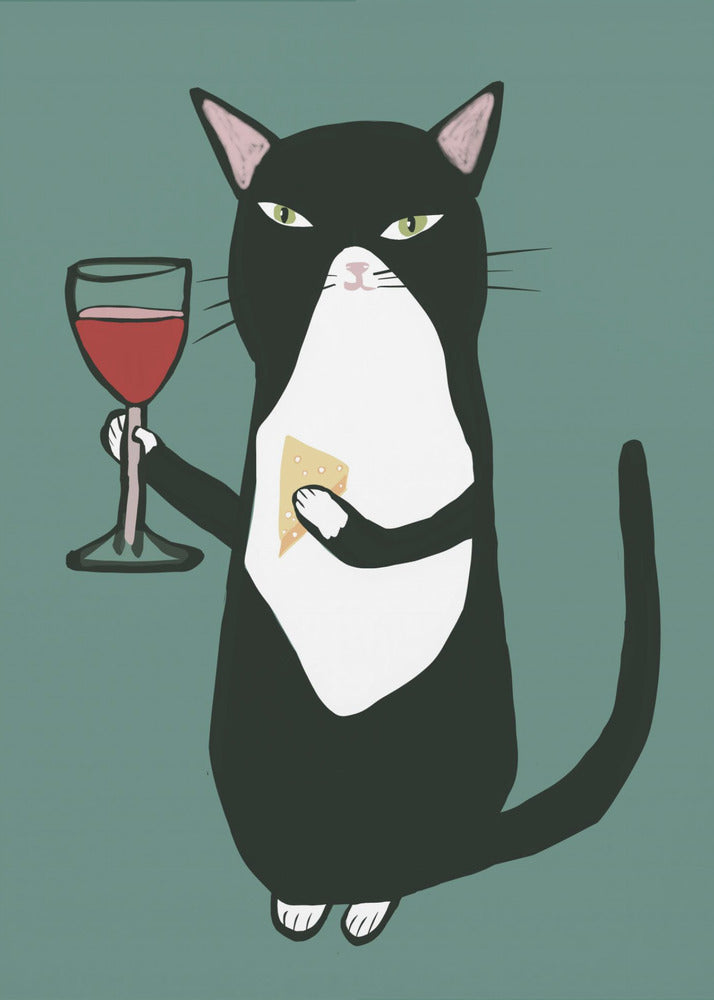 Cat with wine | Canvas