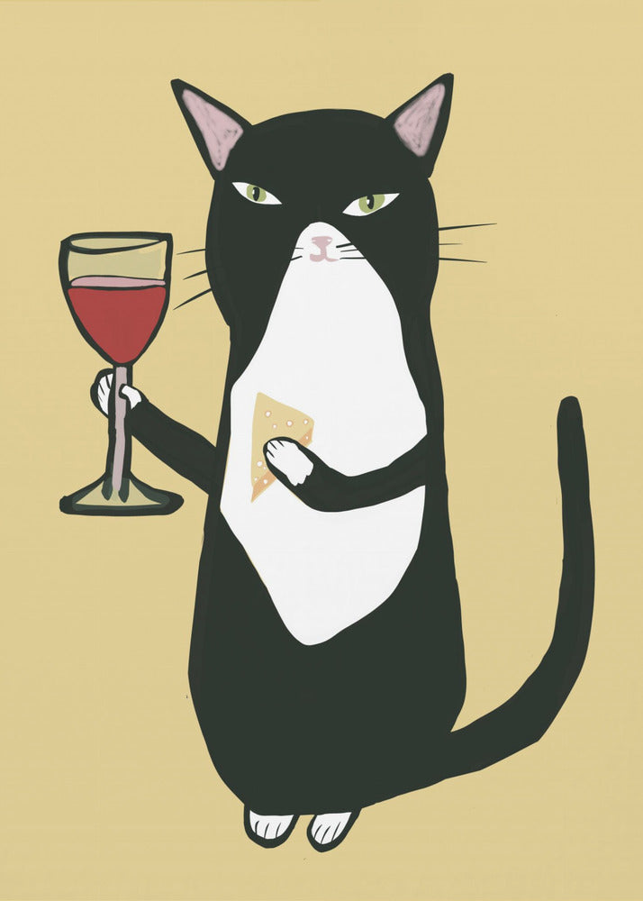 Cat with wine | Canvas