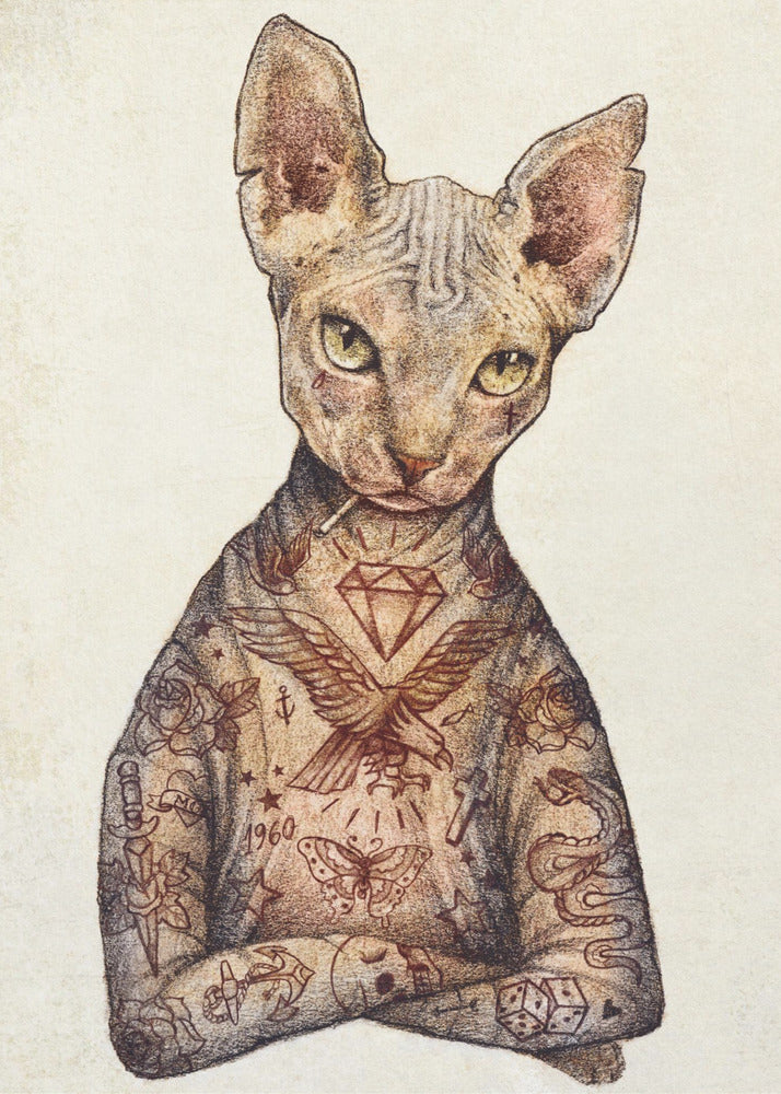 Stylish Tattoo Cat | Canvas