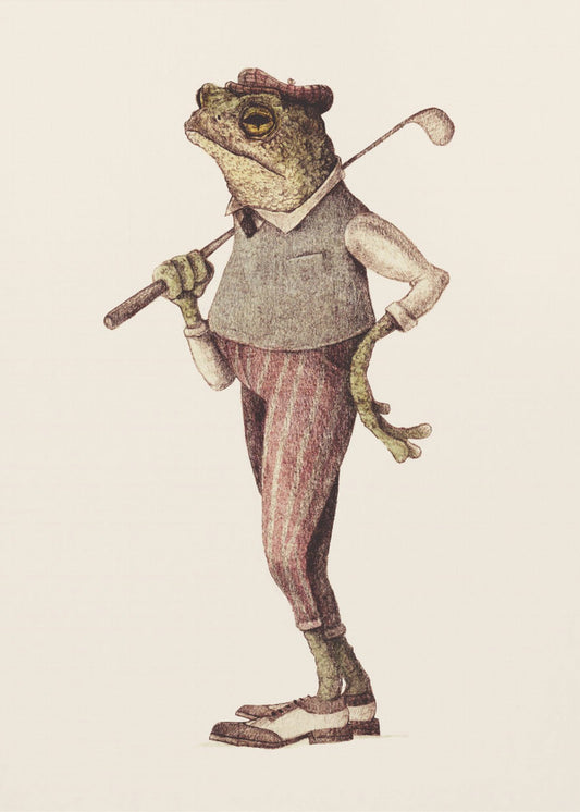 Frog In Vintage Golf Attire | Canvas