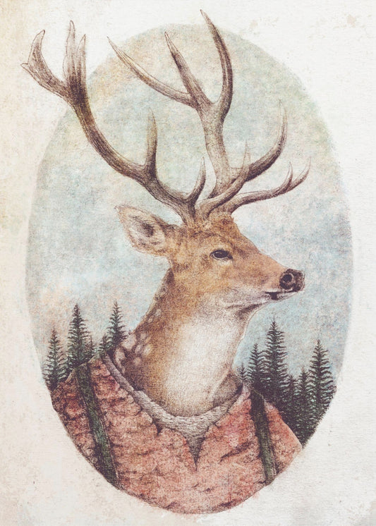 Deer In A Rustic Outfit | Canvas