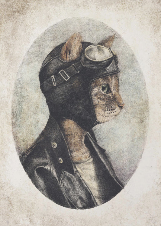 Stylish Cat Wearing A Leather Jacket | Canvas