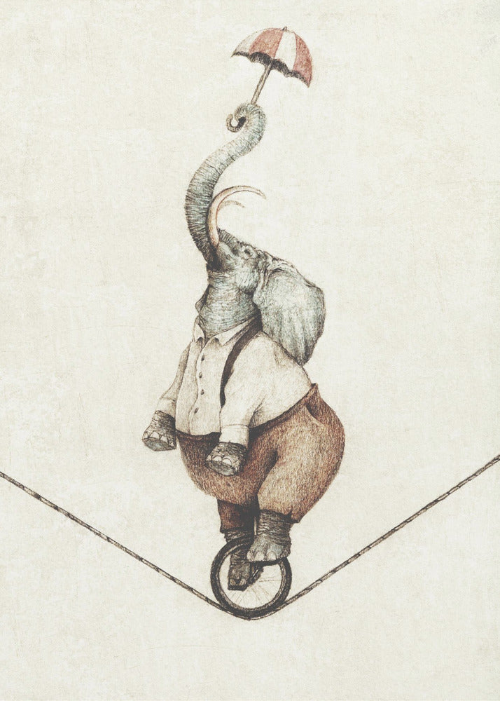 Unicycle While Holding An Umbrella | Canvas