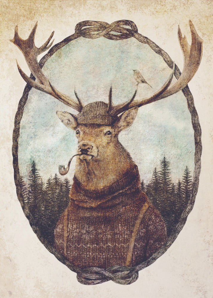 Deer Dressed In Cozy Attire | Poster