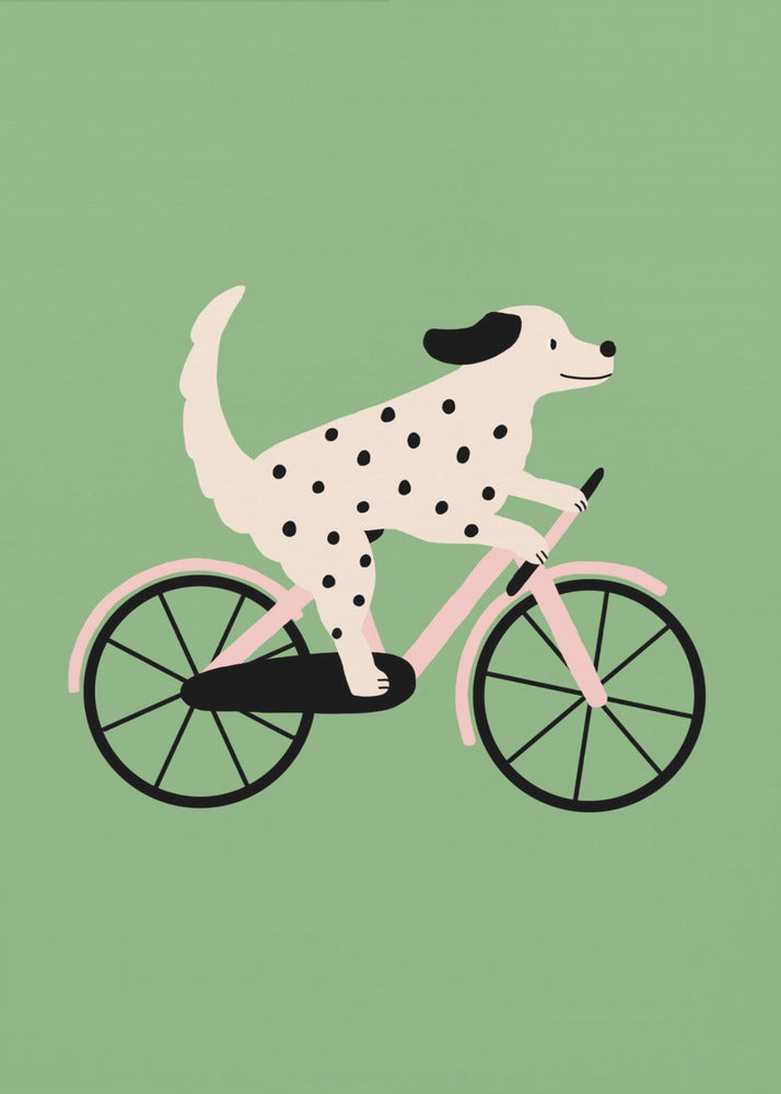 Spotted Dog Riding a Bicycle | Poster