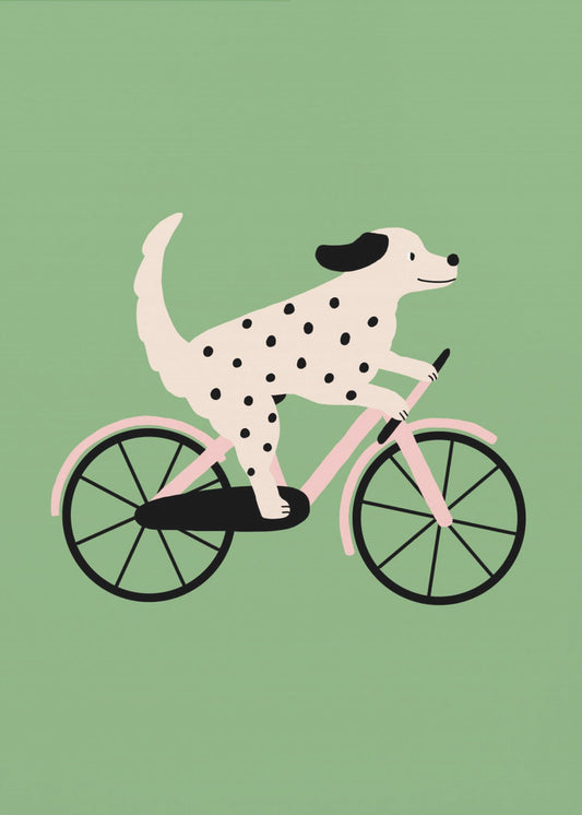 Spotted Dog Riding a Bicycle | Canvas