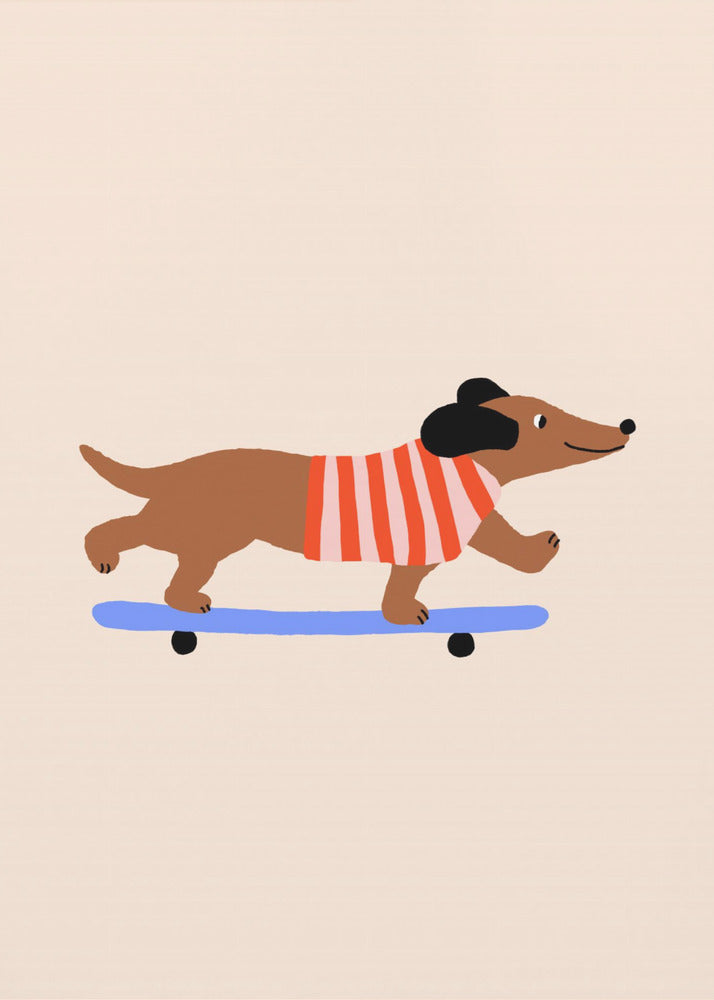 Dachshund on Skateboard | Poster