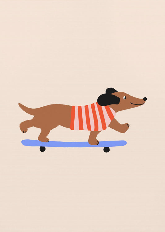 Dachshund on Skateboard | Poster