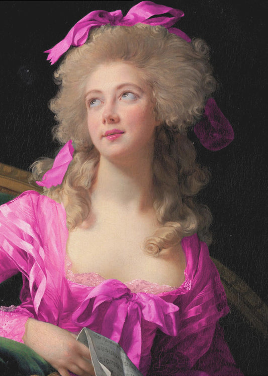 Woman in a Vibrant Pink Gown and Ribbon | Canvas