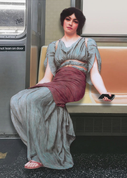 A Woman in Ancient Attire Seated in a Subway | Canvas