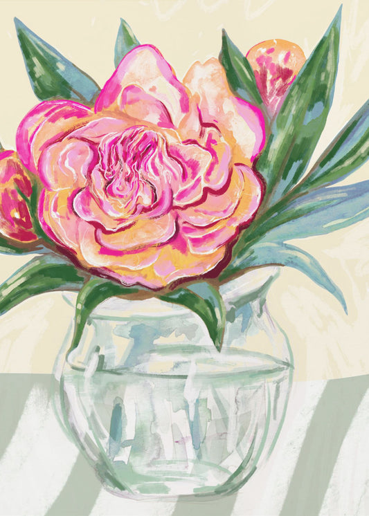 Peony in Glass Vase | Canvas