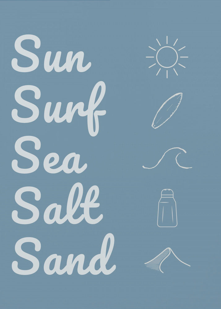 Sun Surf Sea Salt Sand Dark Blue | Poster