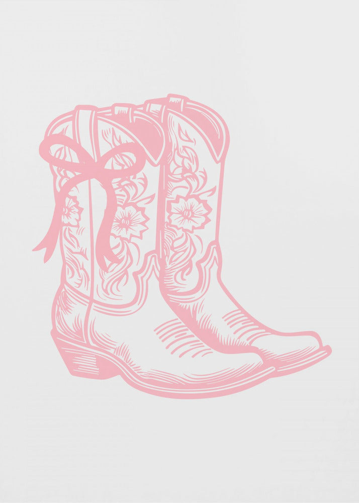 Pink Cowgirl Boots with Bow | Canvas