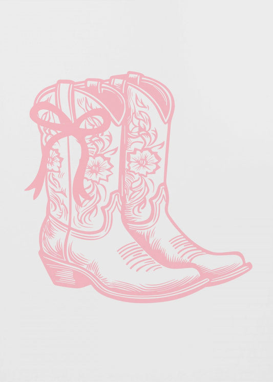 Pink Cowgirl Boots with Bow | Canvas