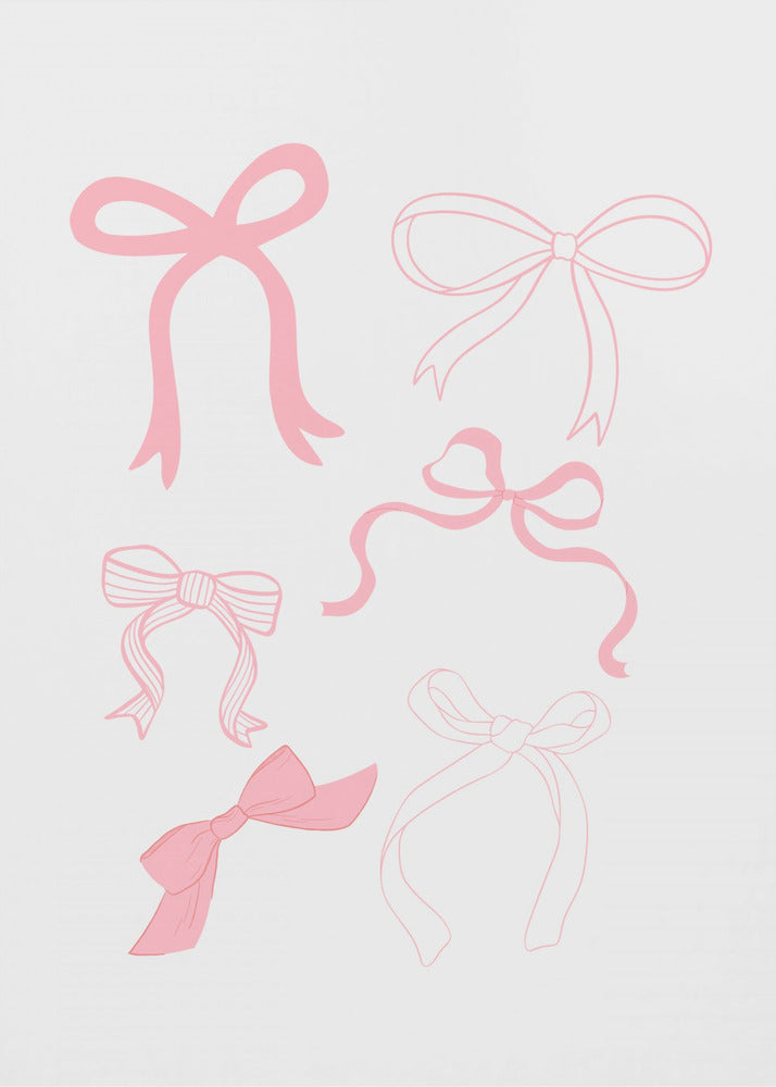 Six Pink Bows In Various Styles | Poster