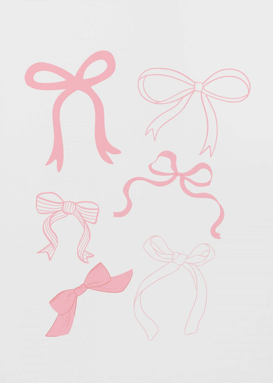 Six Pink Bows In Various Styles | Canvas