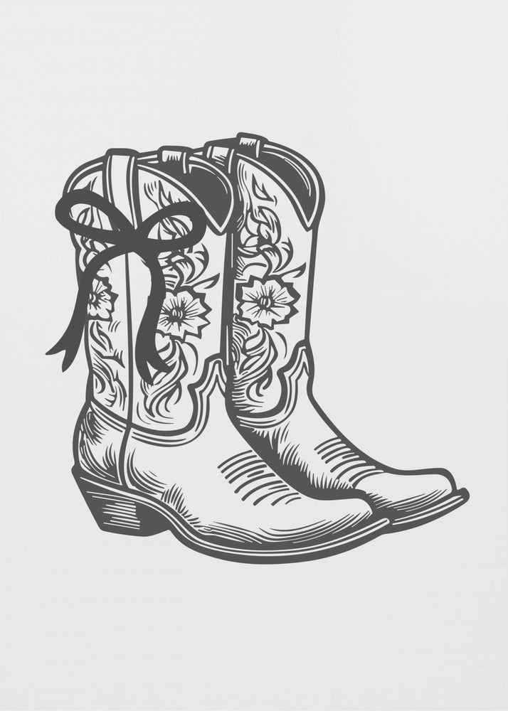 Black Cowgirl Boots with Bow | Poster