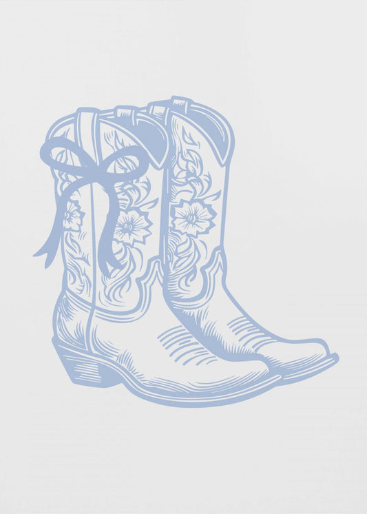 Light Blue Cowgirl Boots with Bow | Canvas