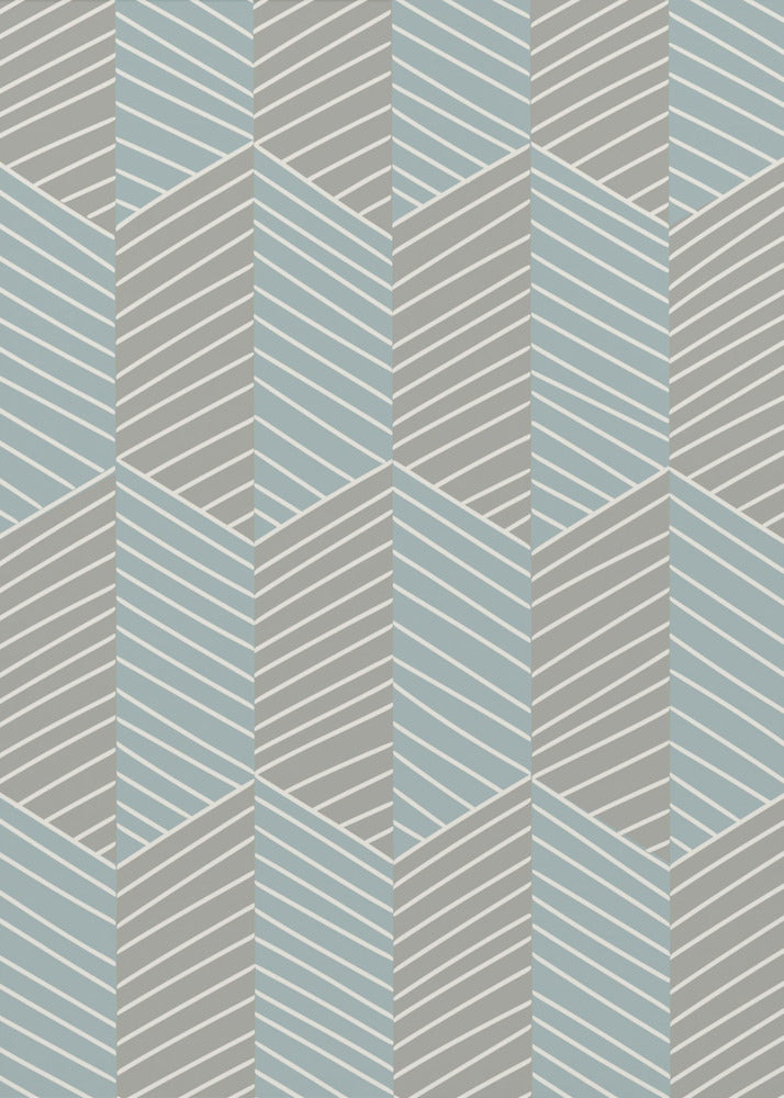 Floral Heritage herringbone grey-blue pattern | Canvas